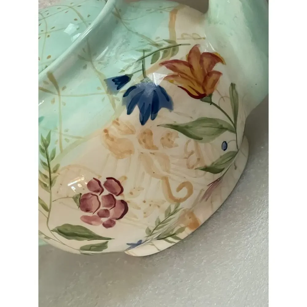 Crate And Barrel Ceramic Teapot 6 Cups Floral Design Victoria